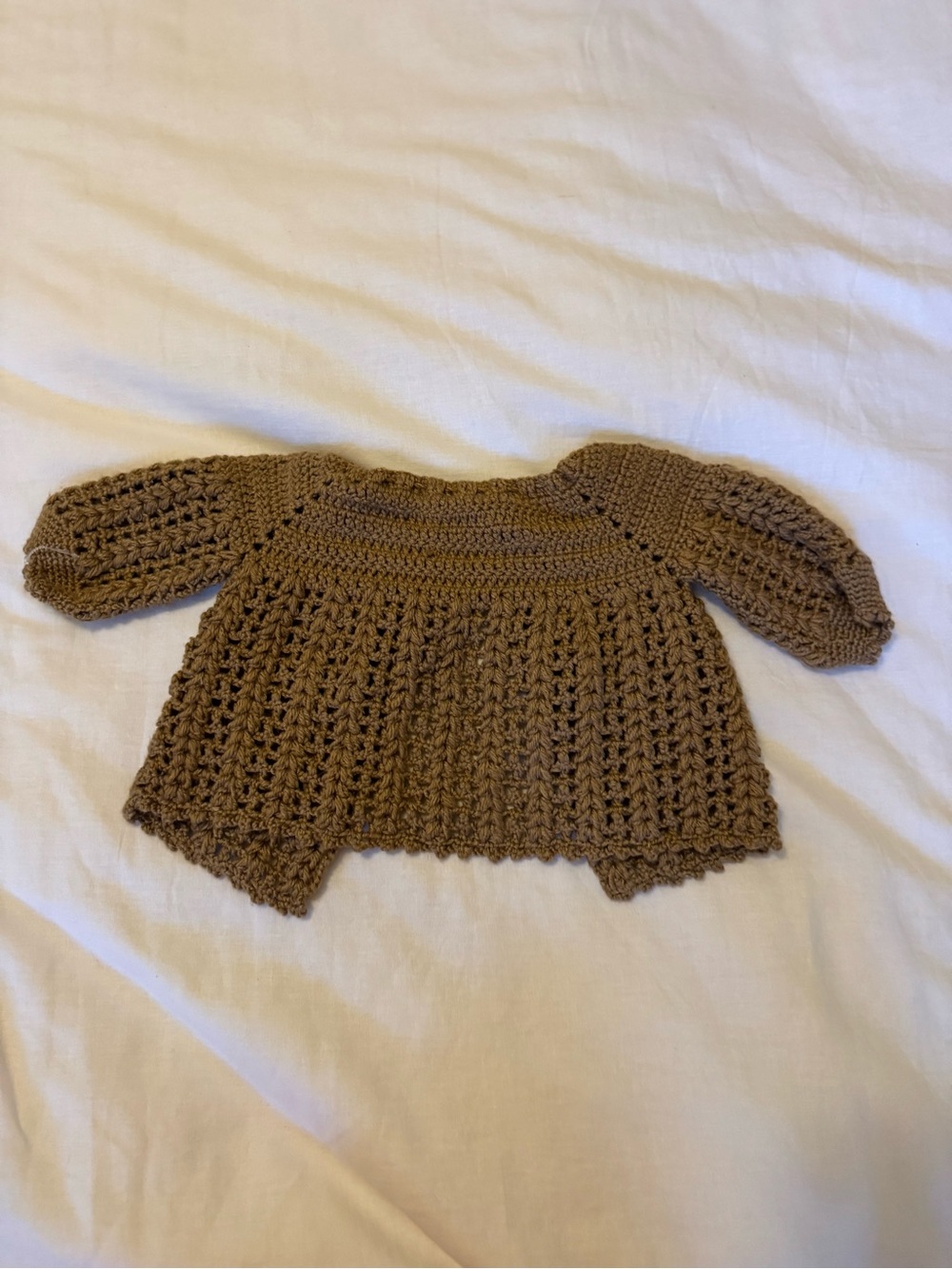 Handcrafted Crochet Baby Sweater in Brown